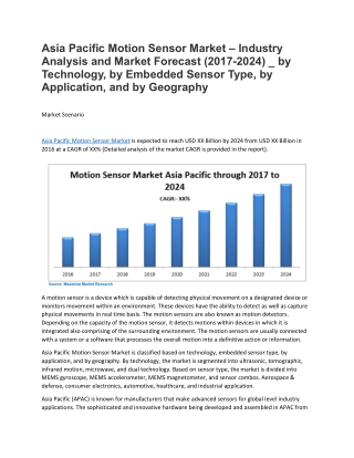 Asia Pacific Motion Sensor Market – Industry Analysis and Market Forecast (2017-2024)