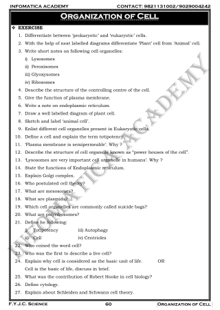 Organization of Cell