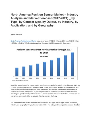 North America Position Sensor Market – Industry Analysis and Market Forecast (2017-2024)