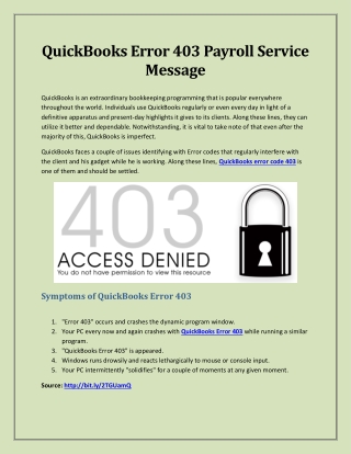 QuickBooks Error 403 Payroll Service Message