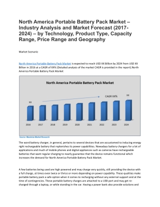 North America Portable Battery Pack Market – Industry Analysis and Market Forecast (2017-2024)