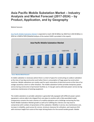 Asia Pacific Mobile Substation Market – Industry Analysis and Market Forecast (2017-2024)