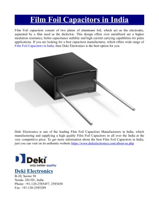 Film Foil Capacitors in India