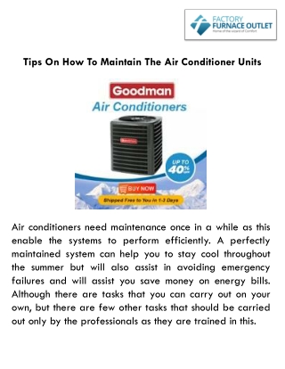 Tips On How To Maintain The Air Conditioner Units