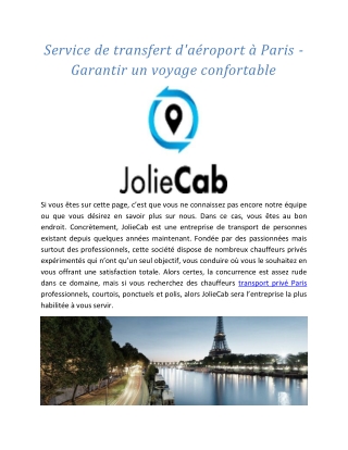 JolieCab | Private Driver VTC | Driver Shuttle Paris