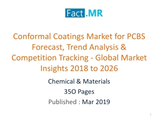 Conformal Coatings Market for PCBS, Competition, Global Market Key Insights 2018 to 2026