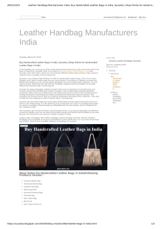 Buy Handcrafted Leather Bags in India, Suvaska | Shop Online for Handcrafted Leather Bags in India