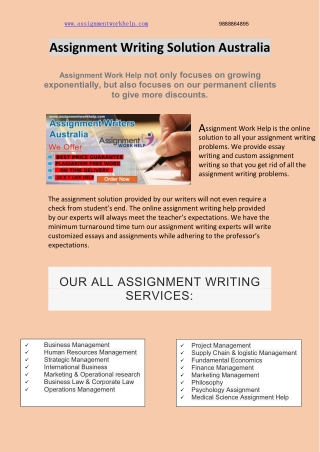 Assignment writing solution Australia