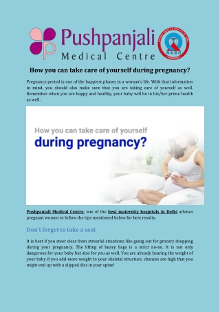 How You Can Take Care Of Yourself During Pregnancy?