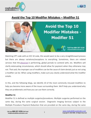 Avoid the Top 10 Modifier Mistakes – Modifier 51