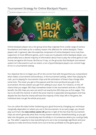 Tournament Strategy for Online Blackjack Players