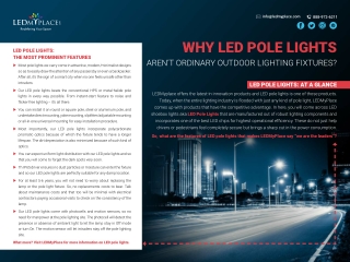 Why led pole lights aren’t ordinary outdoor lighting fixtures?