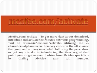 MCAFEE.COM/ACTIVATE- DOWNLOAD ANTIVIRUS MCAFEE