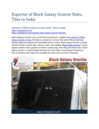 Exporter of Black Galaxy Granite Slabs, Tiles in India