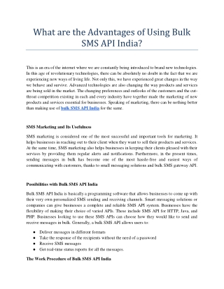 Bulk SMS API India - Make the Right Choice Always