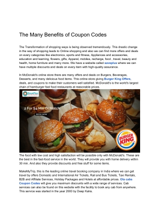 The Many Benefits of Coupon Codes