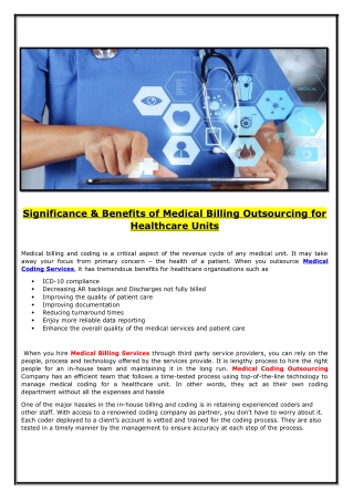 Benefits of Outsourcing Medical Billing Services : elitemedbiz.com