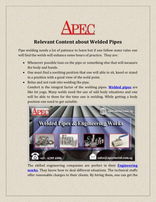 Relevant Content about Welded Pipes