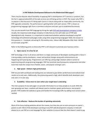 Is PHP Website Development Relevant to the Modernized Web pages?