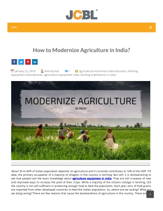 How to Modernize Agriculture in India?