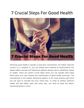 7 Crucial Steps For Good Health - Health & Fitness Magazine