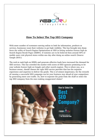 How To Select The Top SEO Company