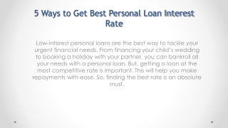 5 Ways to Get Best Personal Loan Interest Rate
