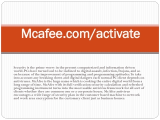 McAfee.com/Activate- Download & Activate McAfee Antivirus