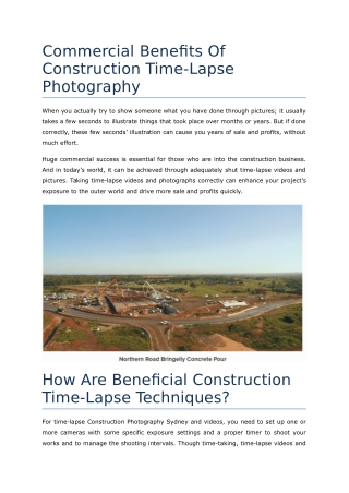 Commercial Benefits Of Construction Time-Lapse Photography