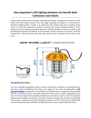 How Hyperikon’s LED Lighting Solutions Can Benefit Both Contractors and Clients