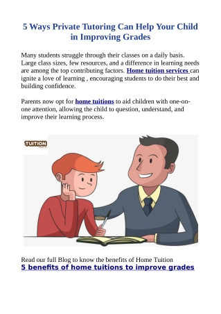 5 Ways Private Tutoring Can Help Your Child in Improving Grades