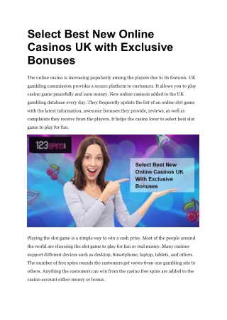 Select Best New Online Casinos UK with Exclusive Bonuses