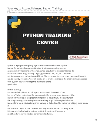 Python Training Internship in Delhi, India