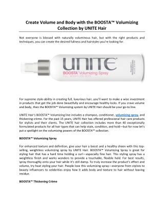 Create Volume and Body with the BOOSTA™ Volumizing Collection by UNITE Hair