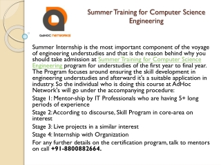 Summer Training for Computer Science Engineering
