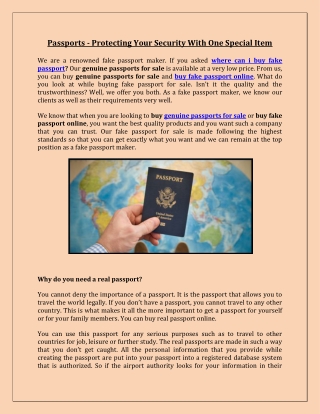 Passports - Protecting Your Security With One Special Item