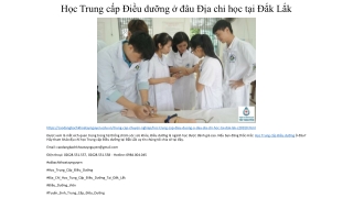 Học Trung cấp Điều dưỡng ở đâu? Địa chỉ học tại Đắk Lắk