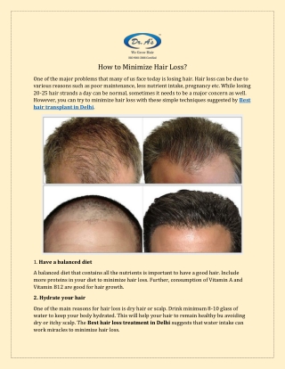 Best Hair Loss Treatment in Delhi