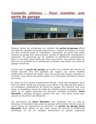 Conseils ultimes - Pour installer une porte de garage