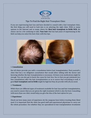 Hair Transplant Surgeon, Hair Transplant Clinic in Delhi