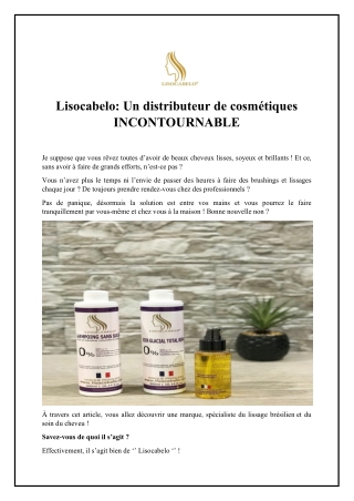 Lisocabelo: Un distributeur de cosmétiques INCONTOURNABLE