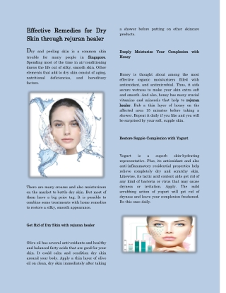 Effective Remedies for Dry Skin through rejuran healer