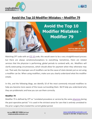 Avoid the Top 10 Modifier Mistakes – Modifier 79