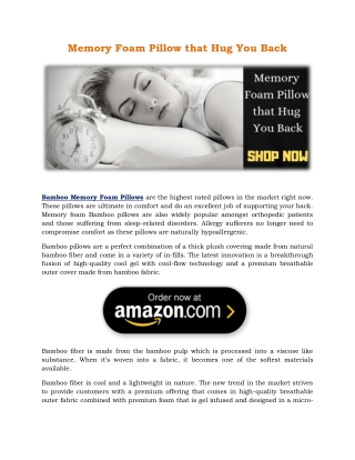 Memory Foam Pillow that Hug You Back