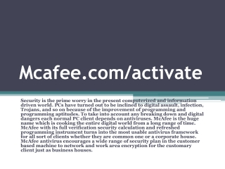 McAfee.com/Activate- Download & Activate McAfee