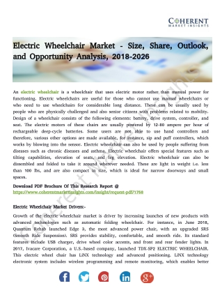 Electric Wheelchair Market - Size, Share, and Opportunity Analysis, 2018-2026