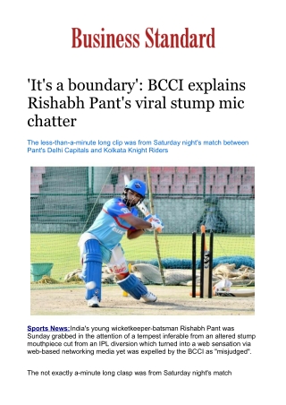 '	It's a boundary': BCCI explains Rishabh Pant's viral stump mic chatter