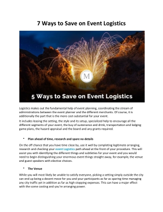 7 Ways to Save on Event Logistics