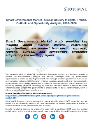 Smart Governments Market - Global Industry Insights, Trends, Outlook, and Opportunity Analysis, 2018–2026