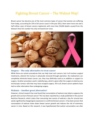 Fighting Breast Cancer – The Walnut Way! - ACRI India
